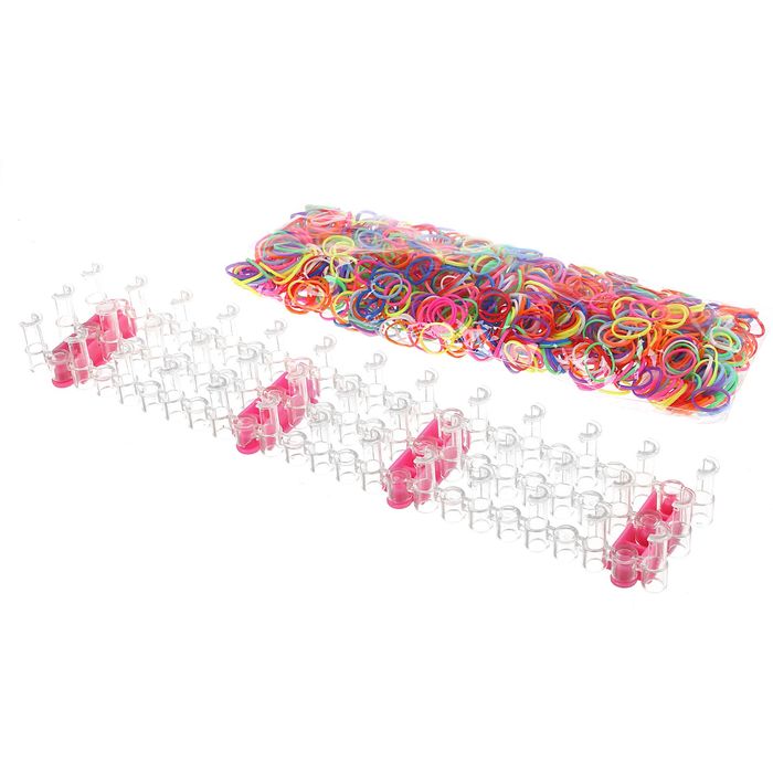 Резиночки для плетения "Принцесса", набор 1200 резиночек, 4 металлических шарма, наклейки, инструменты и мастер-класс