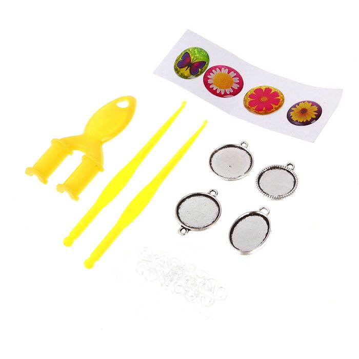 Резиночки для плетения "Лето", набор 1200 резиночек, 4 металлических шарма, наклейки, инструменты и мастер-класс