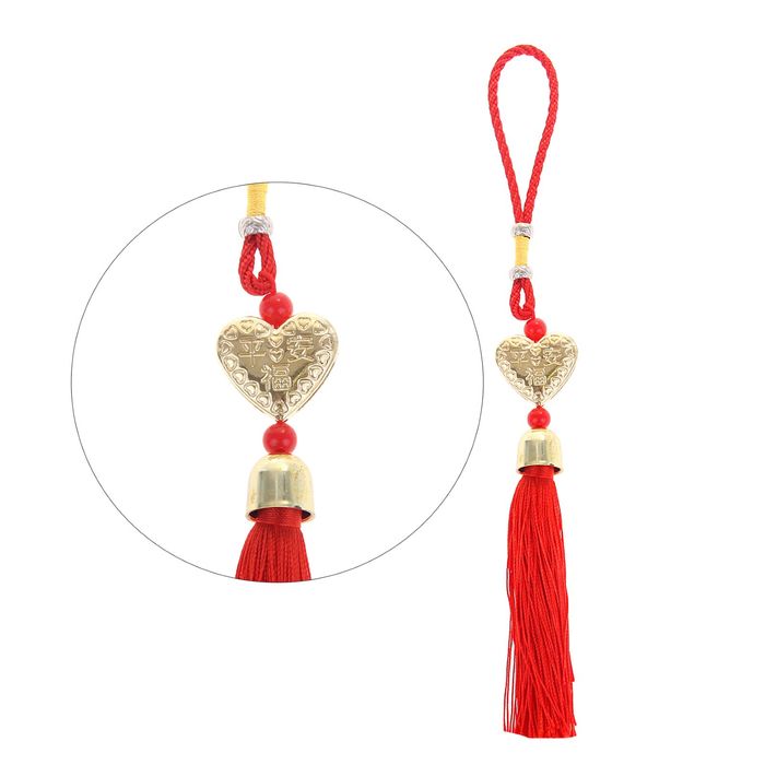 Подвеска "Сердце с иероглифом - благополучие"