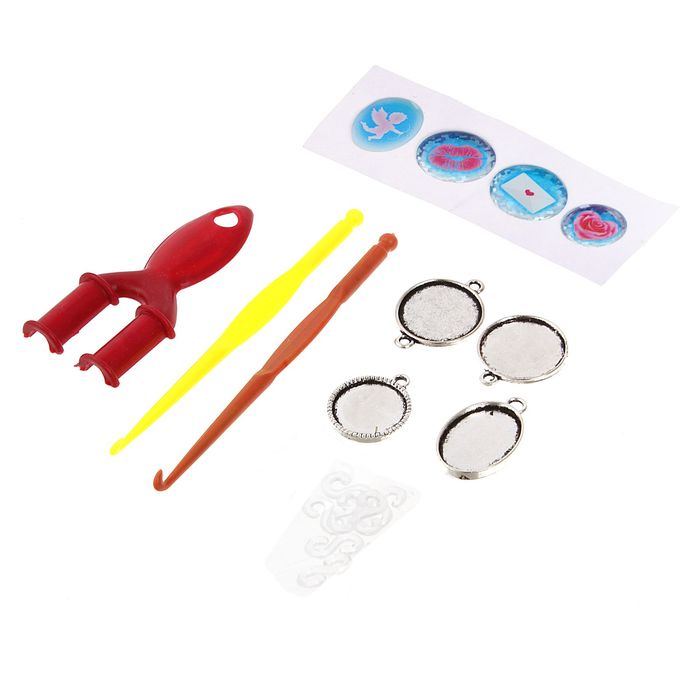 Резиночки для плетения "Нежность", набор 1200 резиночек, 4 металлических шарма, наклейки, инструменты и мастер-класс