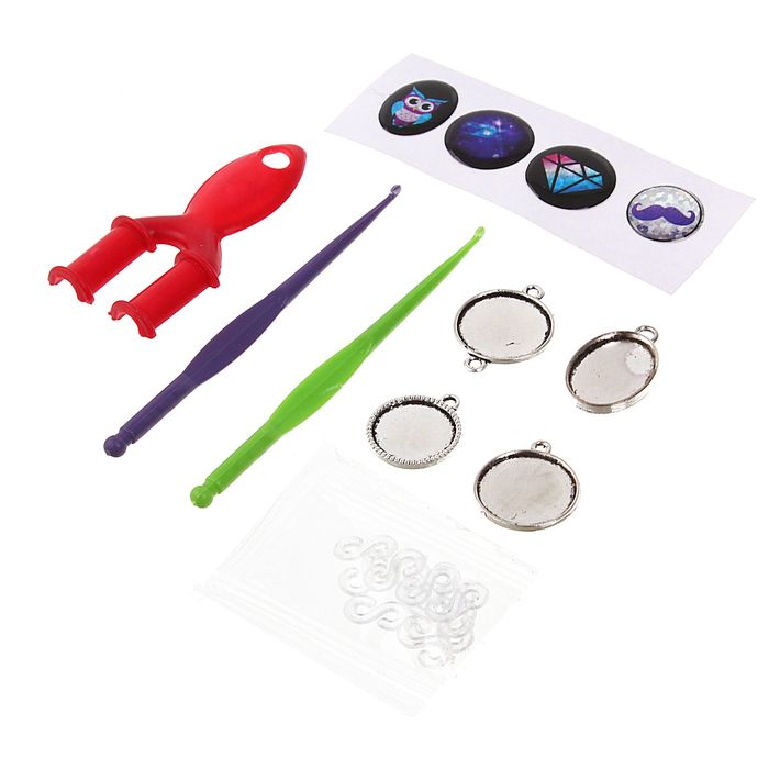 Резиночки для плетения "Космос", набор 1200 резиночек, 4 металлических шарма, наклейки, инструменты и мастер-класс