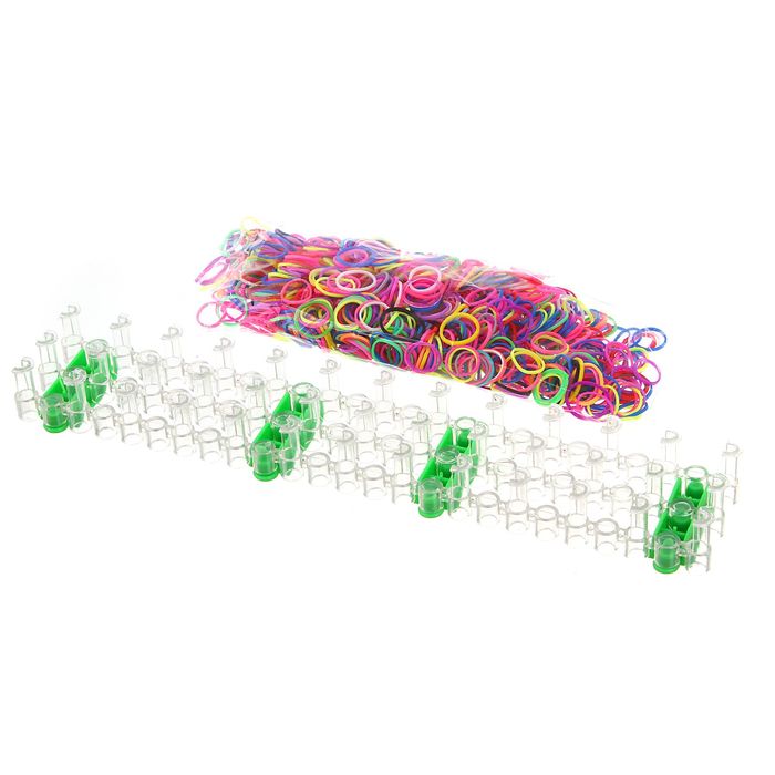 Резиночки для плетения "Прелесть", набор 1200 резиночек, 4 металлических шарма, наклейки, инструменты и мастер-класс