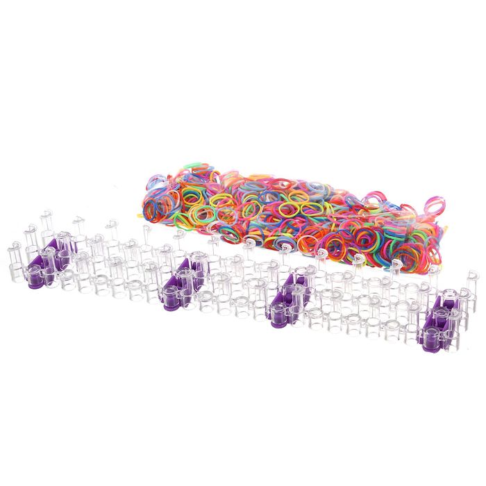 Резиночки для плетения "Радуга", набор 1200 резиночек, 4 металлических шарма, наклейки, инструменты и мастер-класс