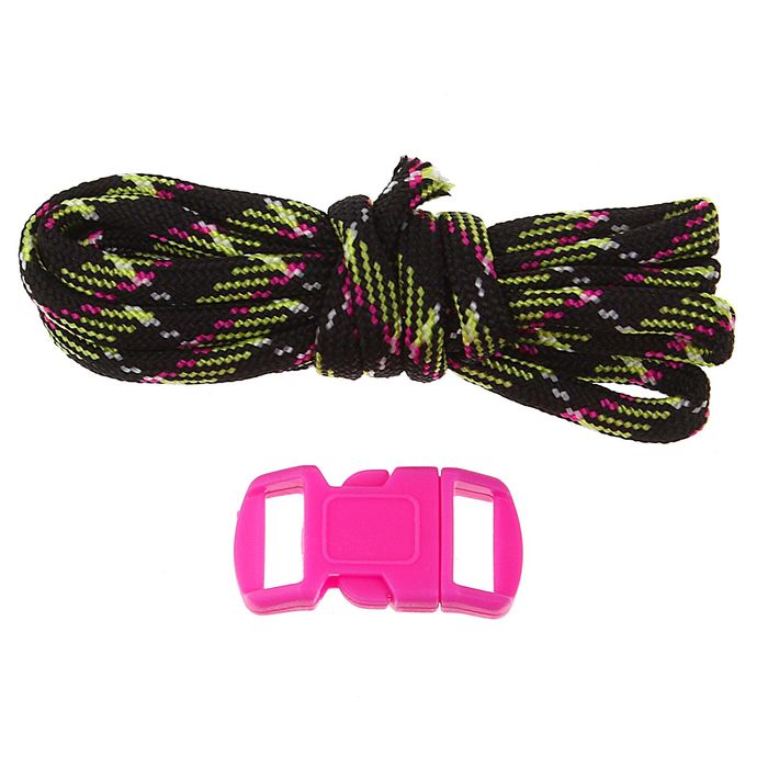 Набор плетения из тесьмы + 2 крепления, длина 1 шт 1,2 метра, цвет салатово-черный