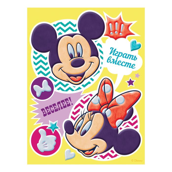 Аппликация пластилином"Играть вместе"Микки Маус и его друзья, 6 цв. пластилина, наклейки, А5