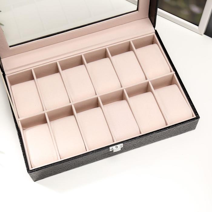 Шкатулка под часы "Чёрный питон", 12 отделений