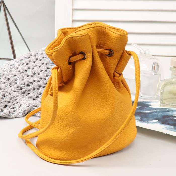 Сумка женская, 1 отдел, длинный ремень, желтый