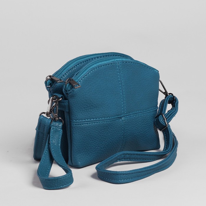Сумка женская, 1 отдел, длинный ремень, бирюзовый