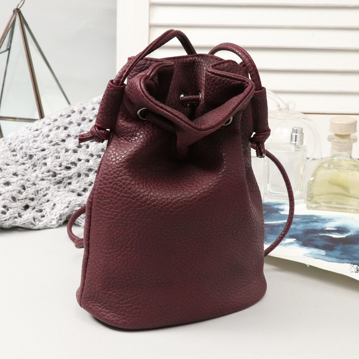 Сумка женская, 1 отдел, длинный ремень, бордовый