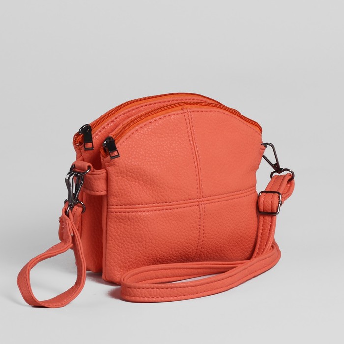 Сумка женская, 1 отдел, длинный ремень, оранжевый
