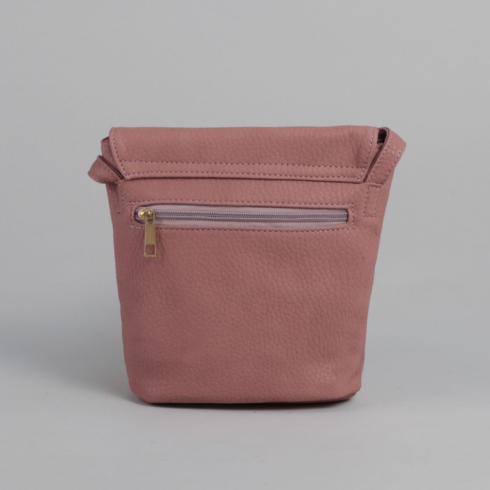 Сумка женская на клапане, 1 отдел на молнии, 1 наружный карман, длинный ремень, розовая