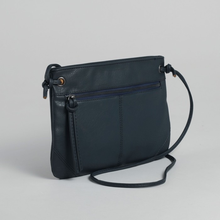 Сумка женская на молнии, 1 отдел, 1 наружный карман, синяя