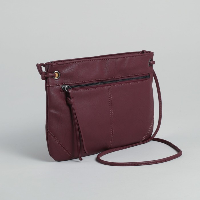 Сумка женская на молнии, 1 отдел, 1 наружный карман, бордовая