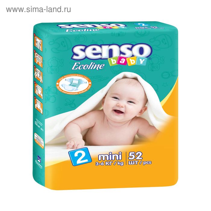 цена Подгузники «Senso baby» Ecoline Mini (3-6 кг), 52 шт