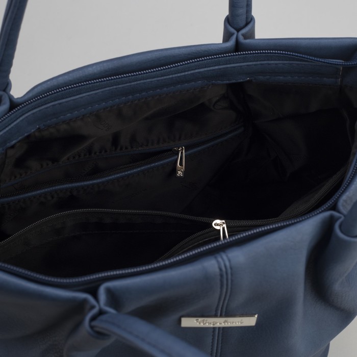 Сумка женская, 1 отдел на молнии, наружный карман, синяя