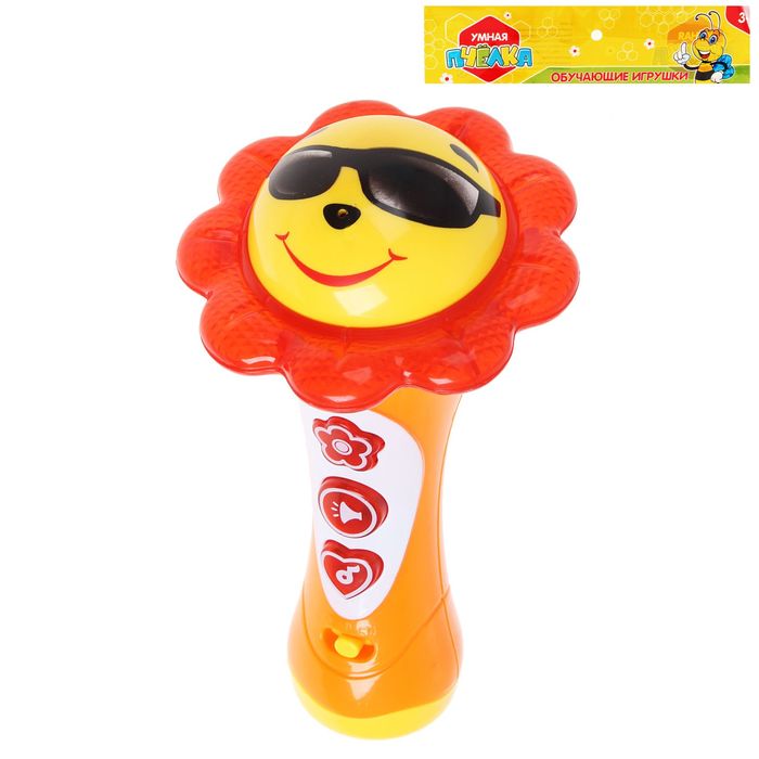 Игрушка музыкальная микрофон "Солнышко" со световыми эффектами, работает от батареек, МИКС