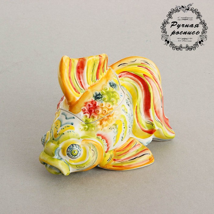 Шкатулка "Рыба" гжель цвет