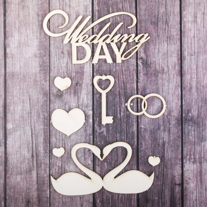 Чипборд вырубной для скрапбукинга"Wedding day", 7 х 11см