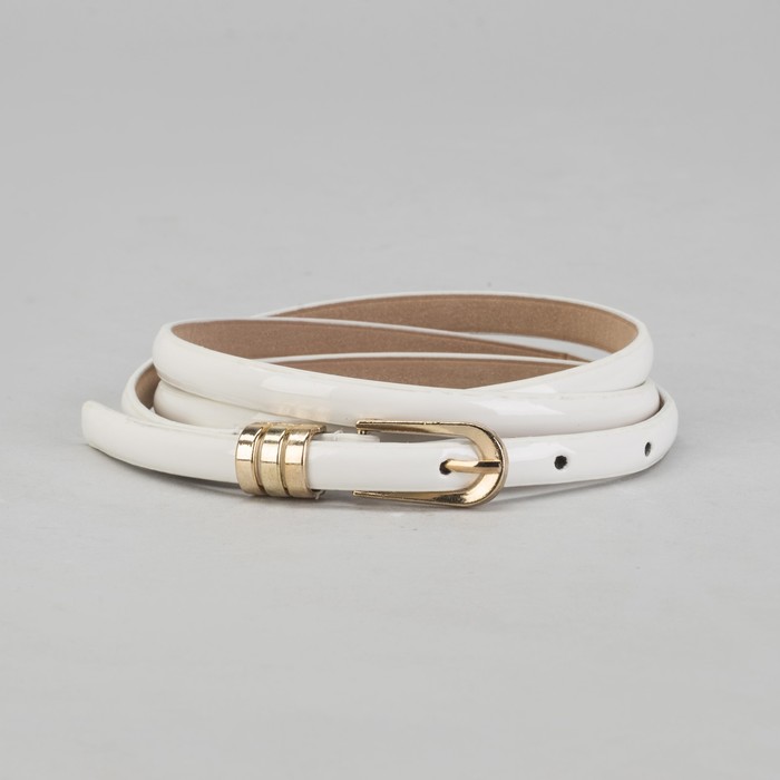 Ремень женский лакированный "Классика", винт, пряжка под золото, ширина - 1см, белый