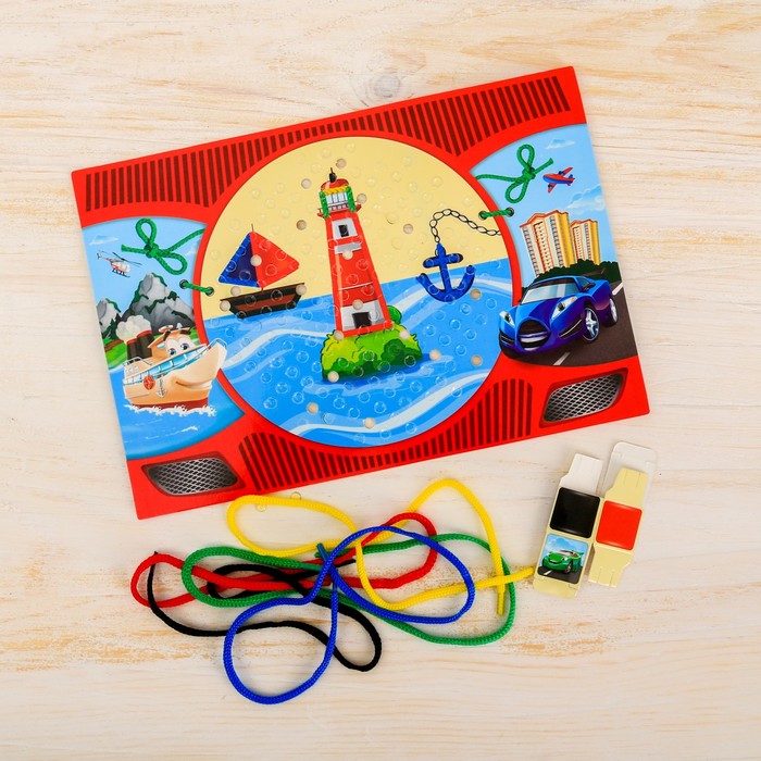 Игра развивающая мелкую моторику шнуровка "Тачки"