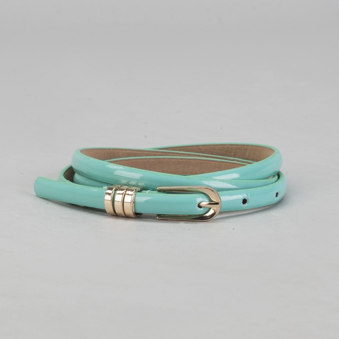 Ремень женский лакированный "Классика", винт, пряжка под золото, ширина - 1см, цвет бирюзовый