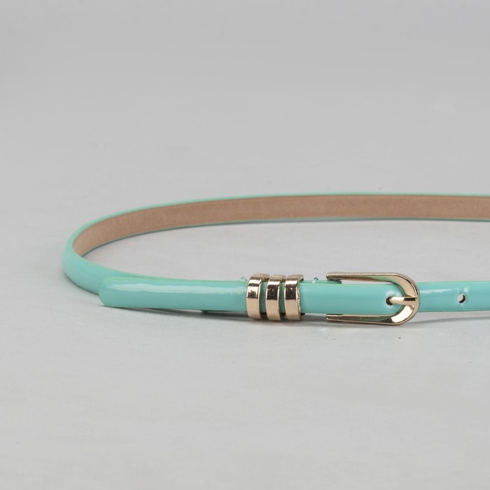 Ремень женский лакированный "Классика", винт, пряжка под золото, ширина - 1см, цвет бирюзовый