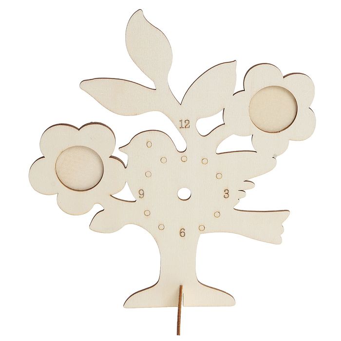 Роспись по дереву Заготовка для часов &quot;Цветущий сад&quot; без механизма на подставке