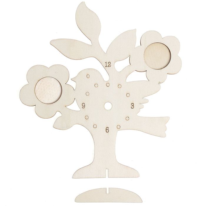 Роспись по дереву Заготовка для часов "Цветущий сад" без механизма на подставке