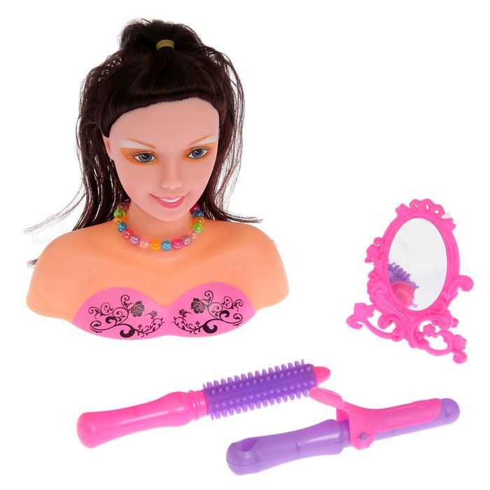 Кукла-манекен для создания причёсок "Парикмахер" с аксессуарами, БОНУС - наклейки, книга по созданию макияжа