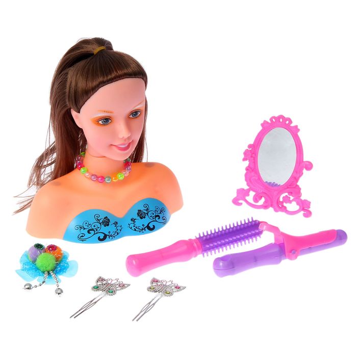 Кукла-манекен для создания причёсок "Парикмахер" с аксессуарами, БОНУС - наклейки, книга по созданию макияжа