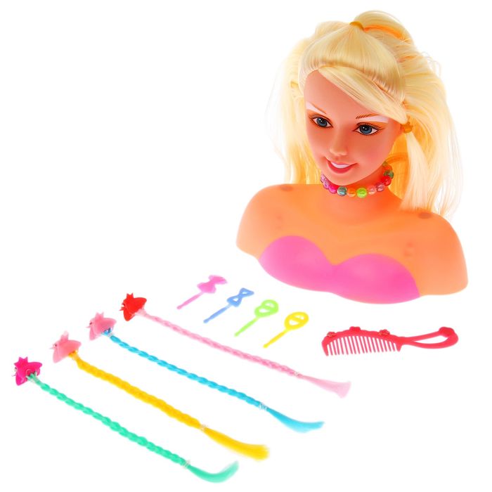 Кукла-манекен для создания причёсок "Фэшн" с аксессуарами, БОНУС - наклейки, книга по созданию макияжа