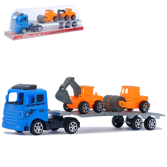 Грузовик инерционный "Трал" с техникой, МИКС