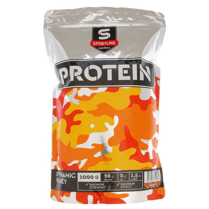Протеин SportLine Dynamic Whey Protein, карамель, спортивное питание, 1 кг