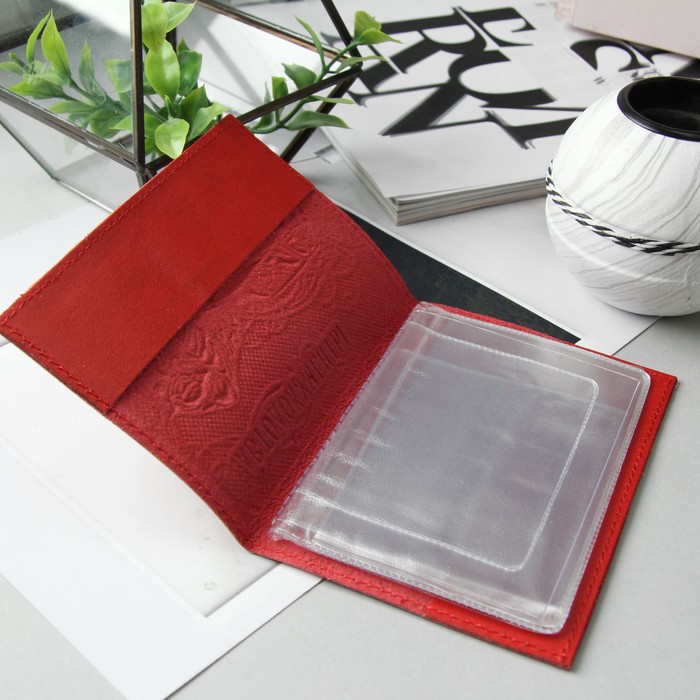 Обложка для автодокументов, цвет красный