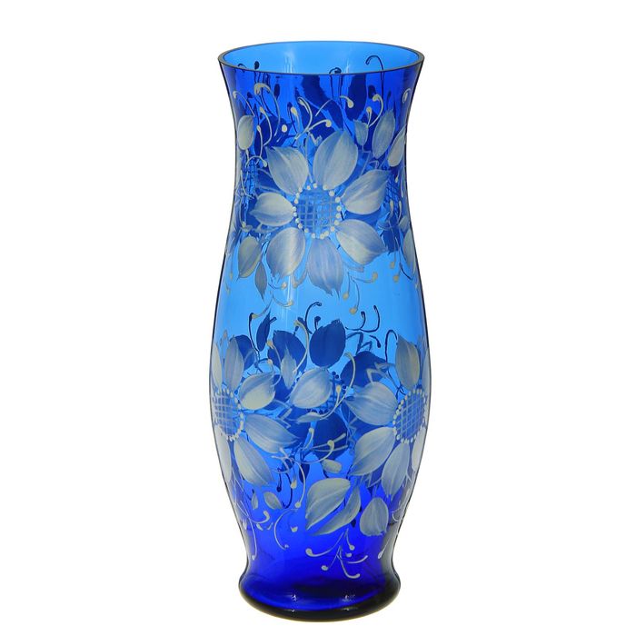 Ваза "Классик", синяя, белые лепестки