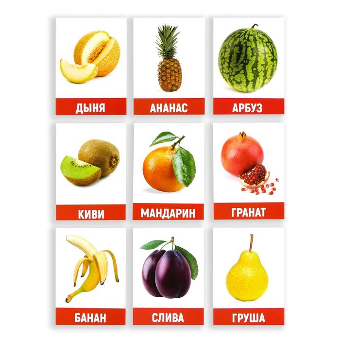 Обучающие карточки "Фрукты" 16 шт.