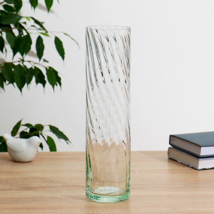 ваза Цилиндр риф. d-80, h-300 мм. 1,35л из прозрачного стекла (без декора) ваза волна h 280 мм из прозрачного стекла без декора
