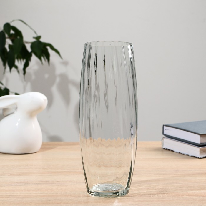 ваза Бочка риф. h=26 см, d=8 см из прозрачного стекла (без декора), микс