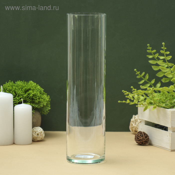 ваза Цилиндр d-80, h-300 мм. V=1,35л, толщ.ст=3,5мм из прозрачного стекла (без декора)