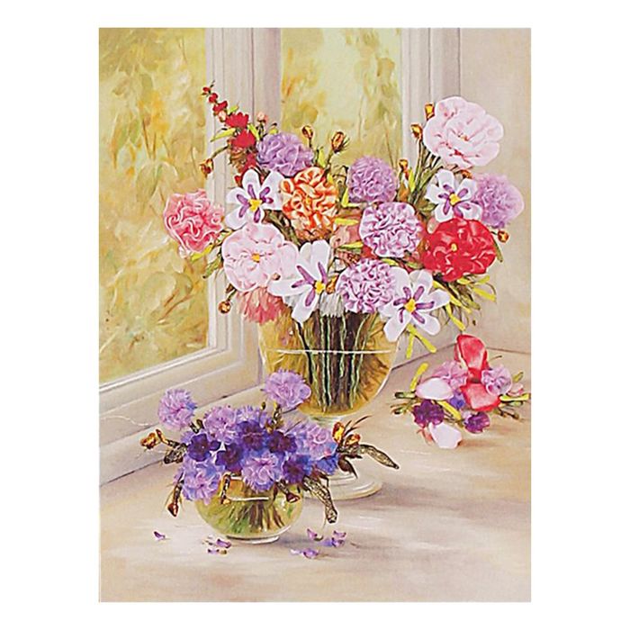 Набор для вышивания лентами "Букеты для мамы и дочки" размер основы 40*50 см