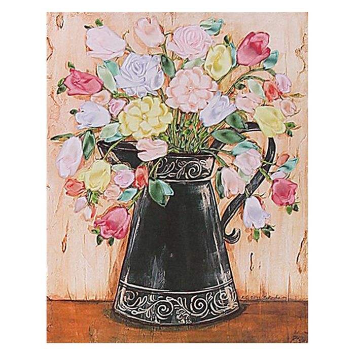 Набор для вышивания лентами "Букет в кувшине" размер основы 45*38 см