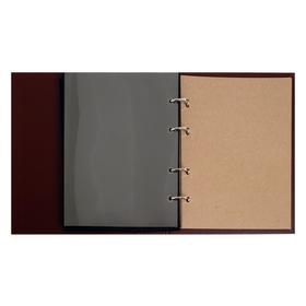 Альбом вертикальный для значков, с листами на ткани, 230 х 270 мм, бумвинил, коричневый от Сима-ленд