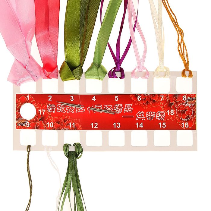 Набор для вышивания лентами "Розы с бабочками" размер основы 30*30 см