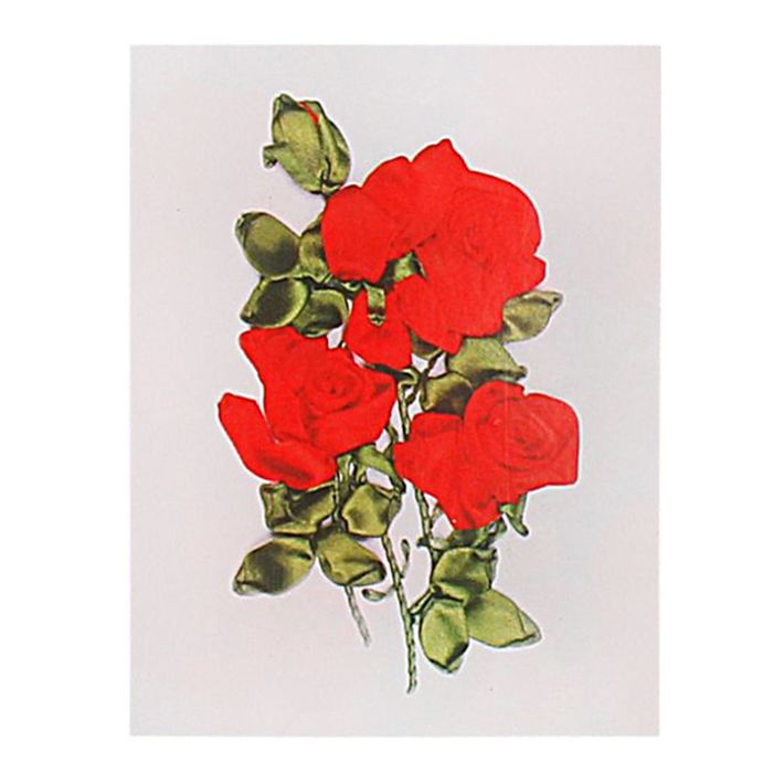 Набор для вышивания лентами "Розы красные" размер основы 30*30 см