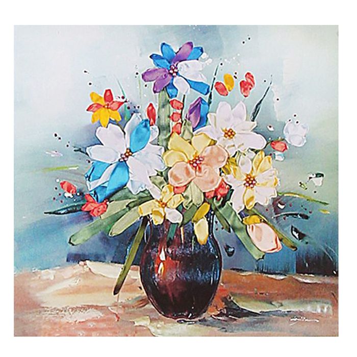 Набор для вышивания лентами "Букет скромницы" размер основы 46*46 см