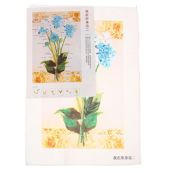 Набор для вышивания лентами "Букет с васильками" размер основы 35*50 см