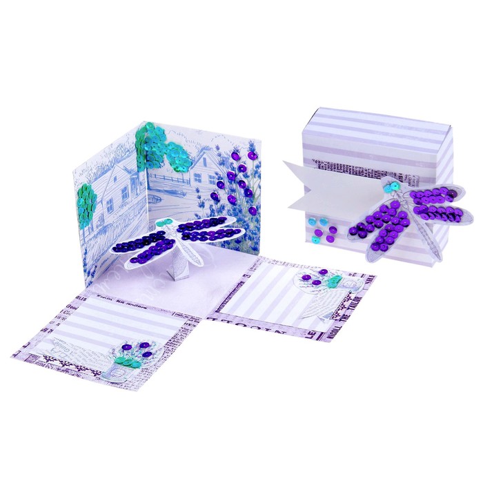 Коробочка с пожеланиями своими руками "Прованс", 3 листа с элементами + декор