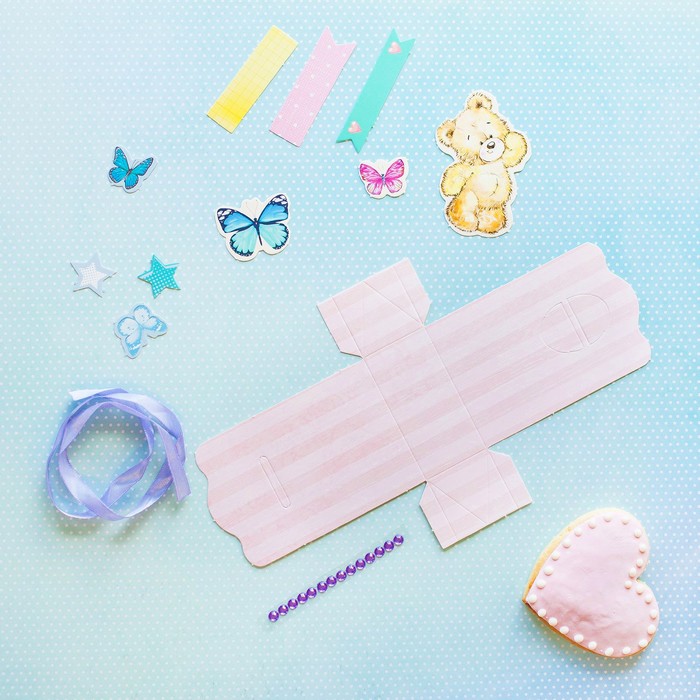 Набор для создания "чайных" открыток из бумаги "Мишка с бабочками" + декор