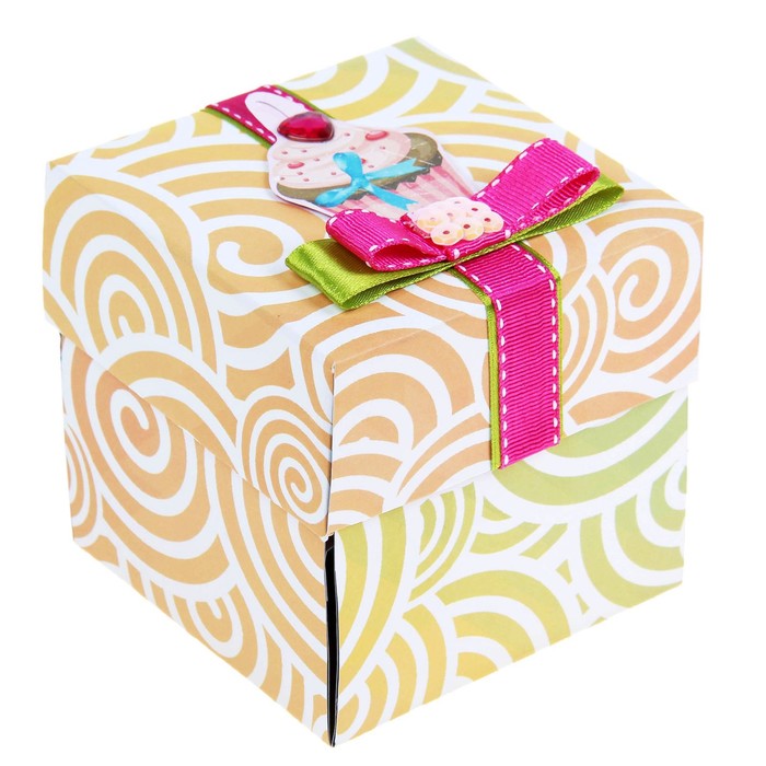 Коробочка с пожеланиями своими руками "Пирожное", 3 листа с элементами + декор