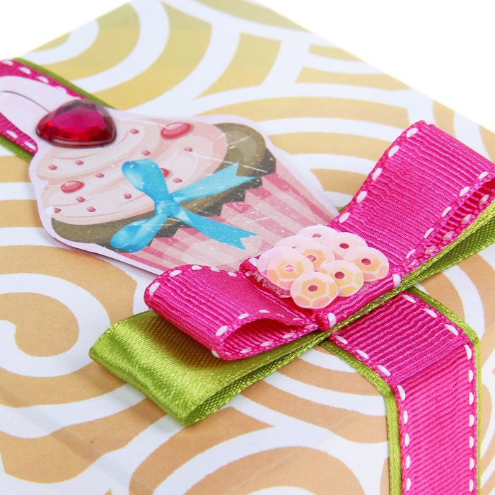 Коробочка с пожеланиями своими руками "Пирожное", 3 листа с элементами + декор